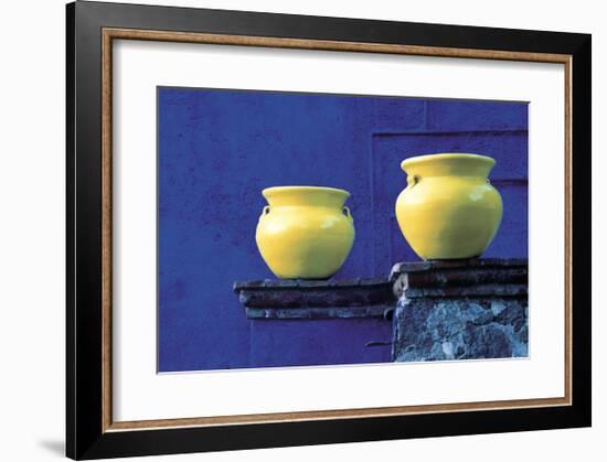 Yellow Pots, Blue Wall-Douglas Steakley-Framed Giclee Print