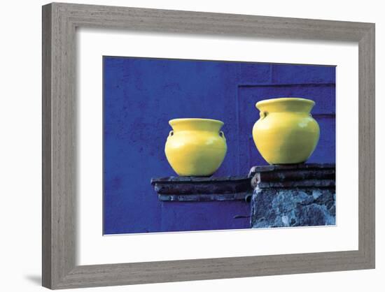 Yellow Pots, Blue Wall-Douglas Steakley-Framed Giclee Print