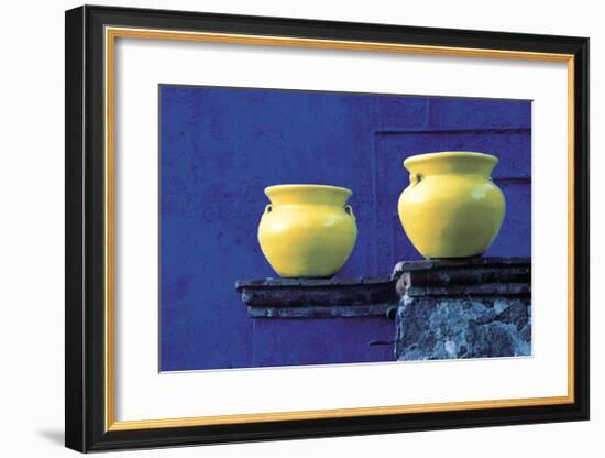 Yellow Pots, Blue Wall-Douglas Steakley-Framed Giclee Print