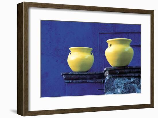 Yellow Pots, Blue Wall-Douglas Steakley-Framed Giclee Print