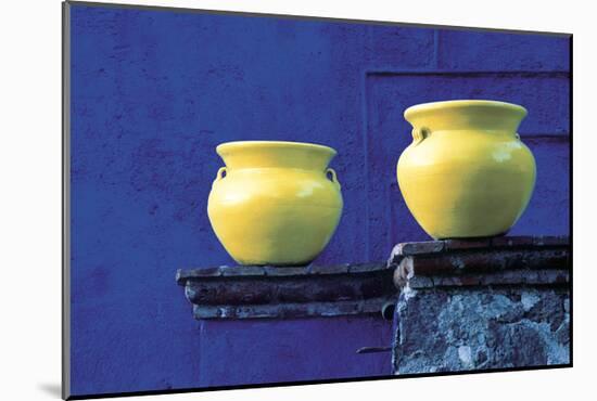 Yellow Pots, Blue Wall-Douglas Steakley-Mounted Giclee Print