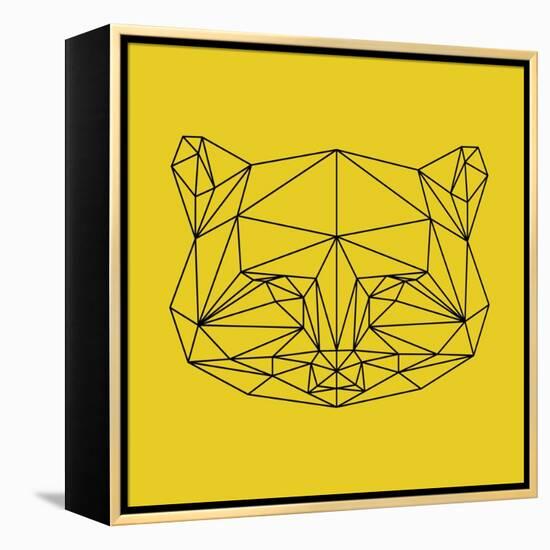 Yellow Raccoon Polygon-Lisa Kroll-Framed Stretched Canvas