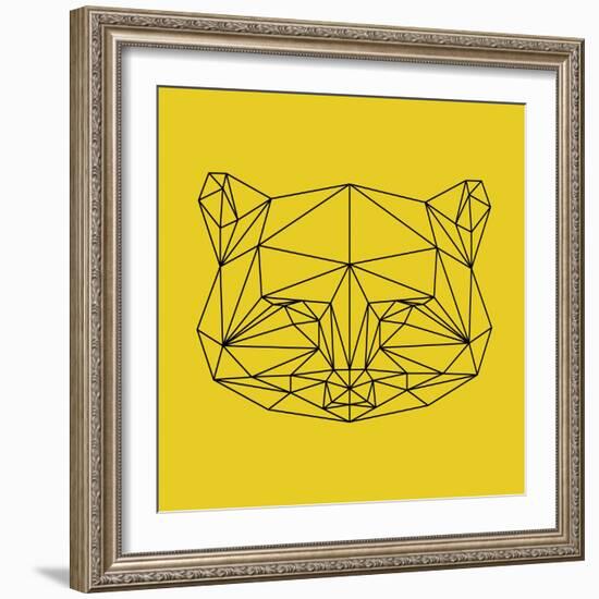 Yellow Raccoon Polygon-Lisa Kroll-Framed Art Print