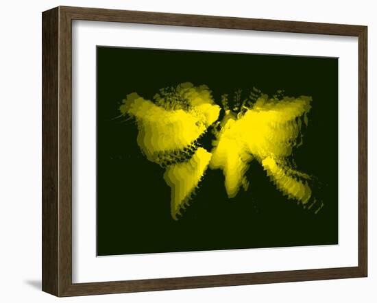 Yellow Radiant World Map-NaxArt-Framed Art Print