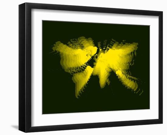 Yellow Radiant World Map-NaxArt-Framed Art Print