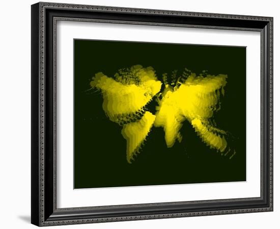 Yellow Radiant World Map-NaxArt-Framed Art Print
