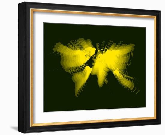 Yellow Radiant World Map-NaxArt-Framed Art Print