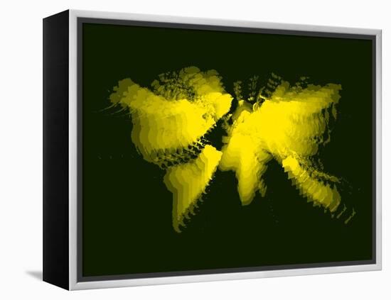 Yellow Radiant World Map-NaxArt-Framed Stretched Canvas