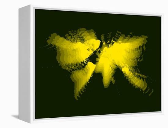 Yellow Radiant World Map-NaxArt-Framed Stretched Canvas