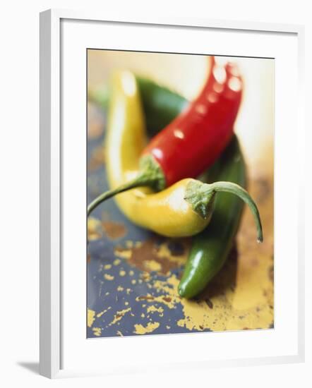 Yellow, Red and Green Chili Peppers-Joerg Lehmann-Framed Photographic Print