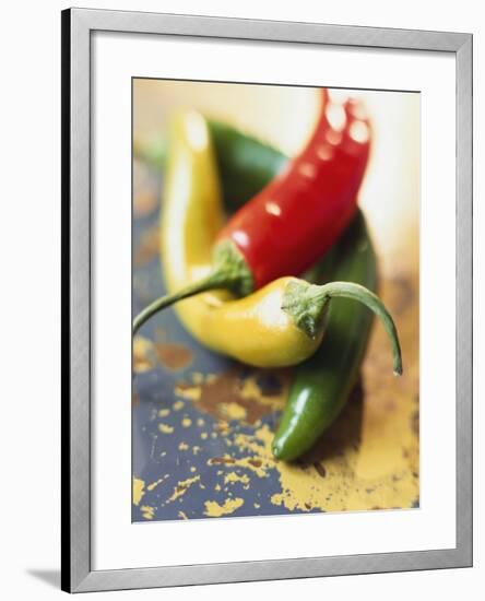 Yellow, Red and Green Chili Peppers-Joerg Lehmann-Framed Photographic Print