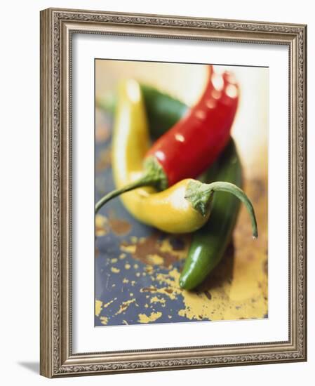 Yellow, Red and Green Chili Peppers-Joerg Lehmann-Framed Photographic Print