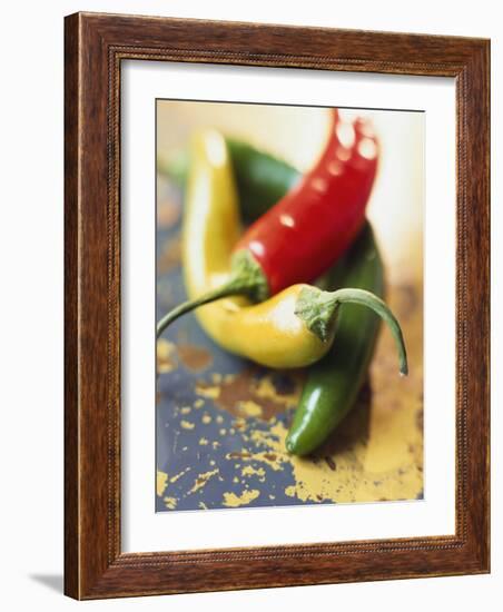 Yellow, Red and Green Chili Peppers-Joerg Lehmann-Framed Photographic Print