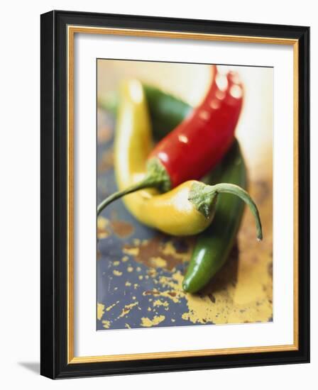 Yellow, Red and Green Chili Peppers-Joerg Lehmann-Framed Photographic Print