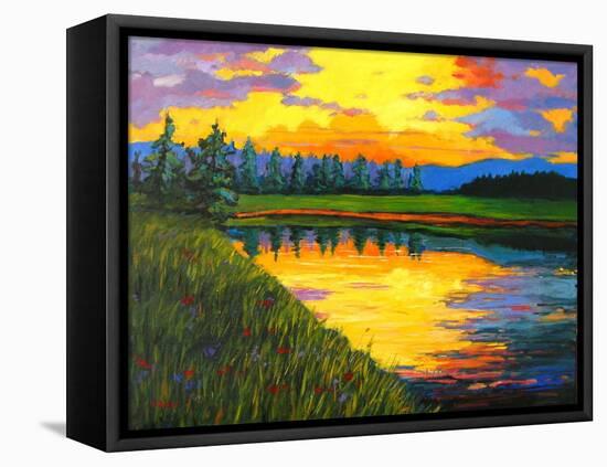 Yellow Reflections on Voorhis Pond-Patty Baker-Framed Stretched Canvas
