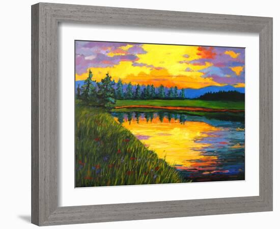 Yellow Reflections on Voorhis Pond-Patty Baker-Framed Art Print