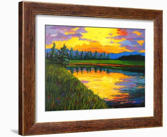 Yellow Reflections on Voorhis Pond-Patty Baker-Framed Art Print