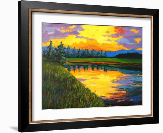 Yellow Reflections on Voorhis Pond-Patty Baker-Framed Art Print