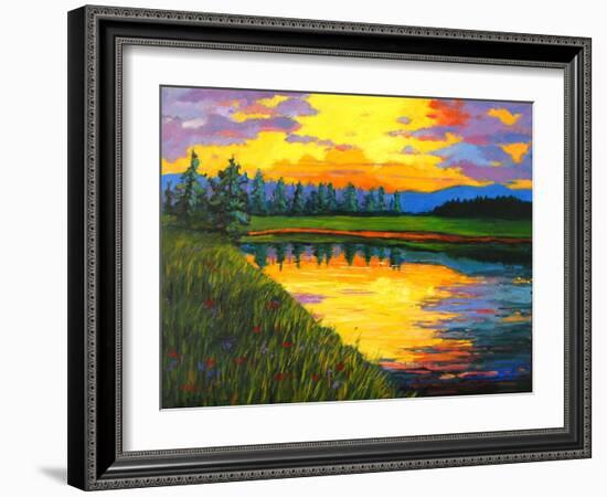 Yellow Reflections on Voorhis Pond-Patty Baker-Framed Art Print