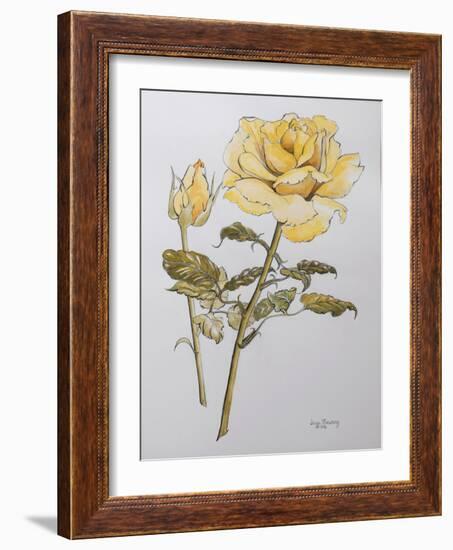 Yellow Rose with Leaves with Bud, 2012-Joan Thewsey-Framed Giclee Print