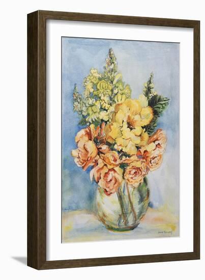 Yellow Roses and Antirrhinums, 2001-Joan Thewsey-Framed Giclee Print