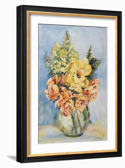 Yellow Roses and Antirrhinums, 2001-Joan Thewsey-Framed Giclee Print