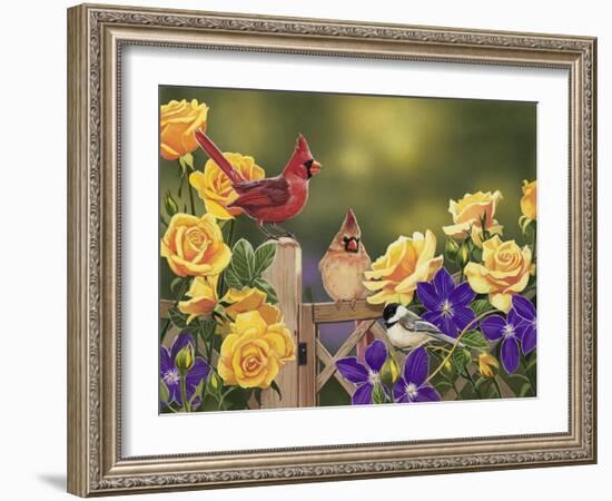 Yellow Roses and Songbirds-William Vanderdasson-Framed Giclee Print