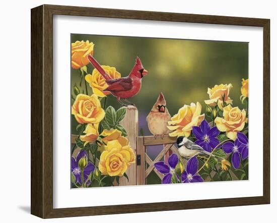 Yellow Roses and Songbirds-William Vanderdasson-Framed Giclee Print