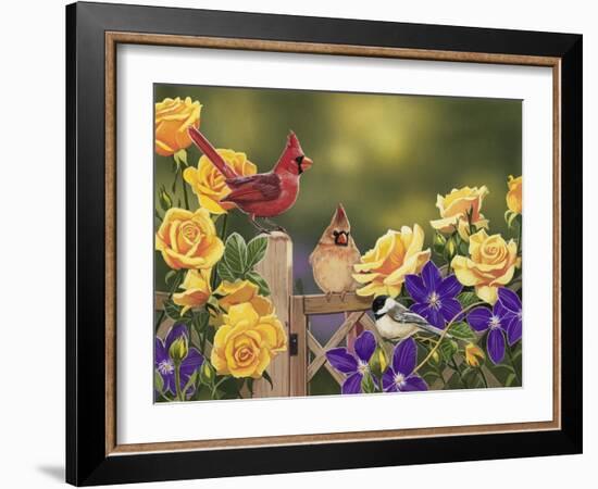 Yellow Roses and Songbirds-William Vanderdasson-Framed Giclee Print