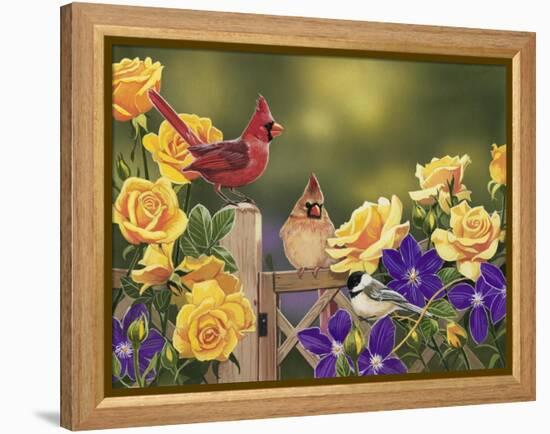 Yellow Roses and Songbirds-William Vanderdasson-Framed Premier Image Canvas