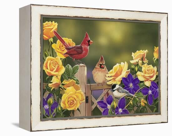 Yellow Roses and Songbirds-William Vanderdasson-Framed Premier Image Canvas