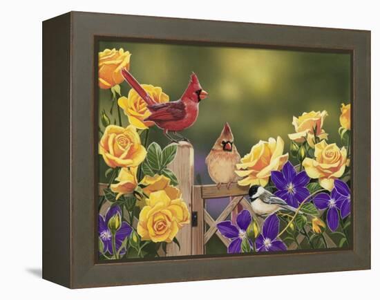 Yellow Roses and Songbirds-William Vanderdasson-Framed Premier Image Canvas