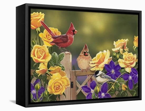 Yellow Roses and Songbirds-William Vanderdasson-Framed Premier Image Canvas