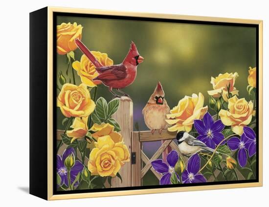 Yellow Roses and Songbirds-William Vanderdasson-Framed Premier Image Canvas