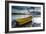 Yellow Rowing Boat on the Shore of a Lake in Bermagui, Australia at Sunset-A Periam Photography-Framed Photographic Print