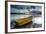 Yellow Rowing Boat on the Shore of a Lake in Bermagui, Australia at Sunset-A Periam Photography-Framed Photographic Print