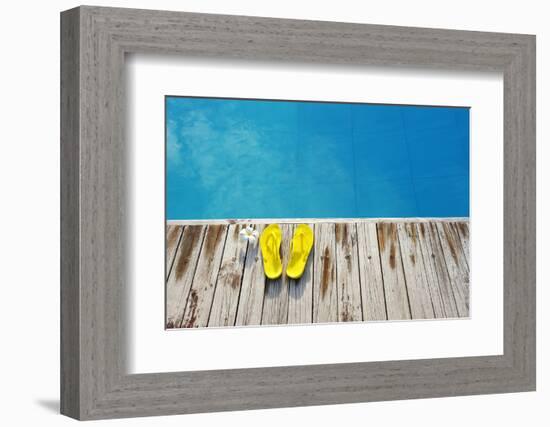 Yellow Sandals by a Swimming Pool-haveseen-Framed Photographic Print