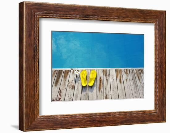 Yellow Sandals by a Swimming Pool-haveseen-Framed Photographic Print