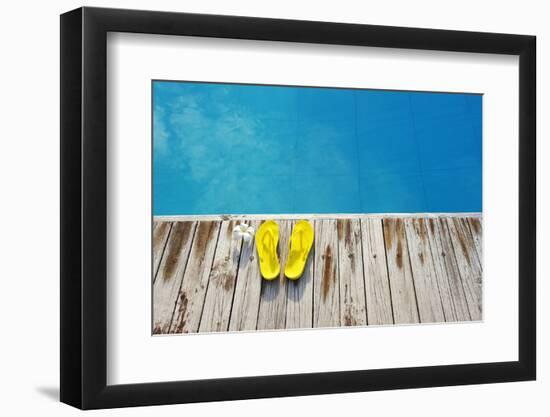 Yellow Sandals by a Swimming Pool-haveseen-Framed Photographic Print