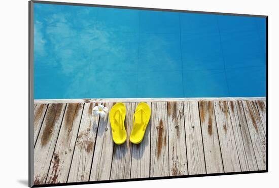 Yellow Sandals by a Swimming Pool-haveseen-Mounted Photographic Print