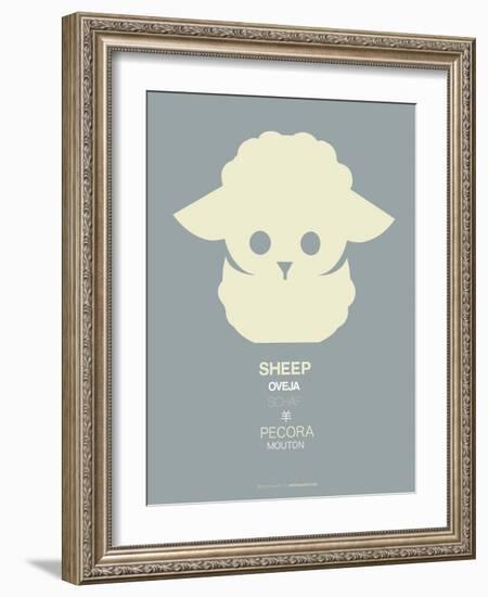 Yellow Sheep Multilingual Poster-NaxArt-Framed Art Print