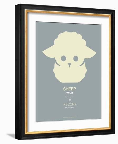 Yellow Sheep Multilingual Poster-NaxArt-Framed Art Print