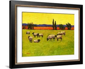 Yellow Sky with Sheep-Patty Baker-Framed Art Print