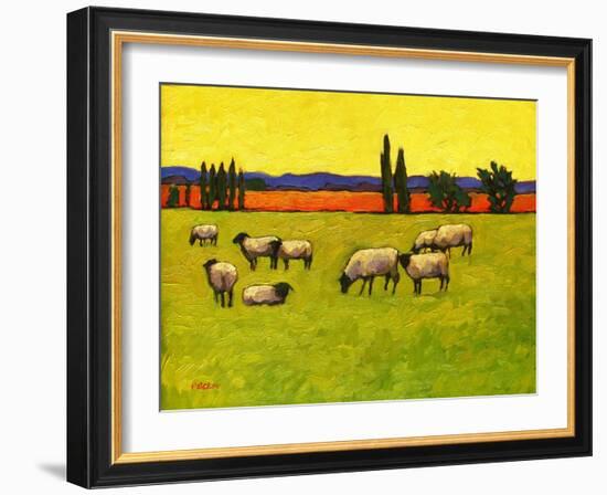 Yellow Sky with Sheep-Patty Baker-Framed Art Print