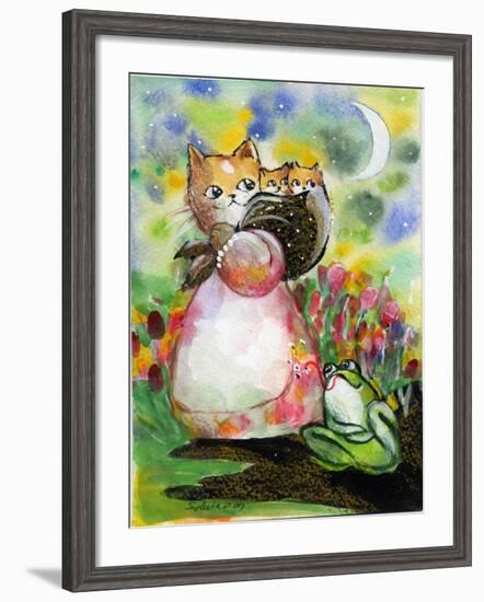 Yellow Tabby Cat Kittens BullFrog-sylvia pimental-Framed Art Print