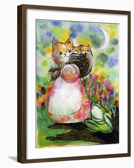 Yellow Tabby Cat Kittens BullFrog-sylvia pimental-Framed Art Print