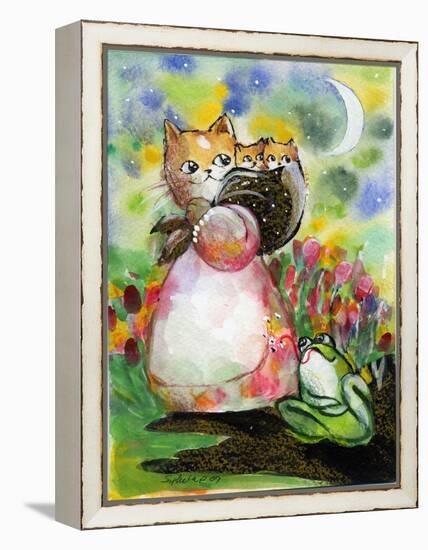 Yellow Tabby Cat Kittens BullFrog-sylvia pimental-Framed Stretched Canvas