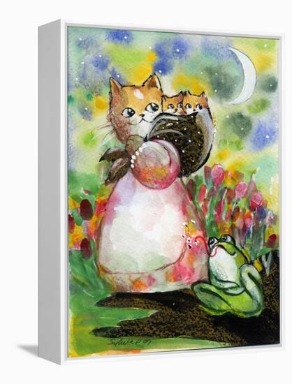 Yellow Tabby Cat Kittens BullFrog-sylvia pimental-Framed Stretched Canvas