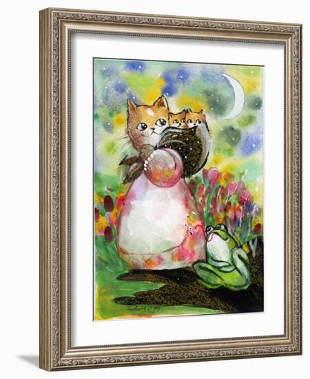 Yellow Tabby Cat Kittens BullFrog-sylvia pimental-Framed Art Print