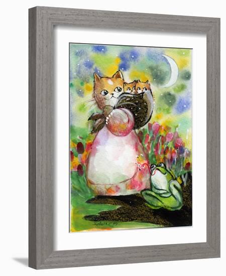 Yellow Tabby Cat Kittens BullFrog-sylvia pimental-Framed Art Print